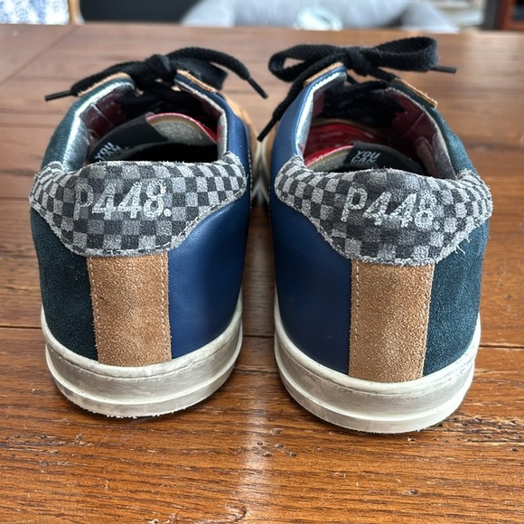 P448 You Can Surf Later Skate Sneakers Men’s Blue & Tan Suede Shoes Size EU 44 - Picture 7 of 14